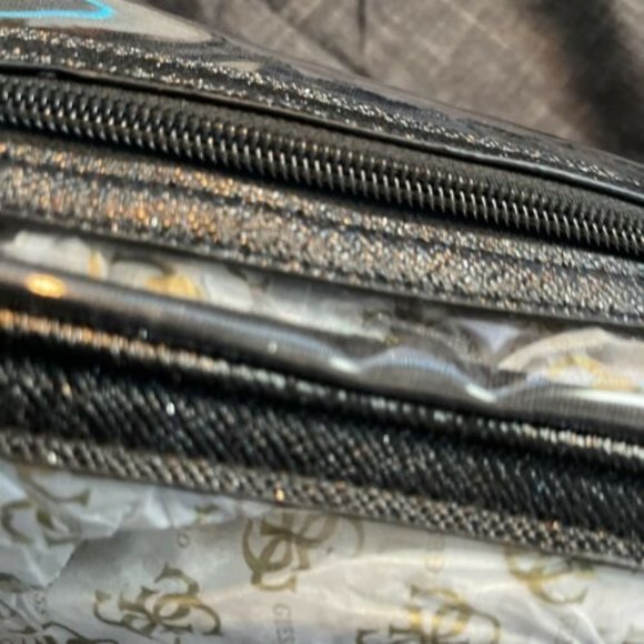 GUESS See Through With Black Glitter Junction Travel Bag/Cosmetic Bag NWT - Picture 4 of 4
